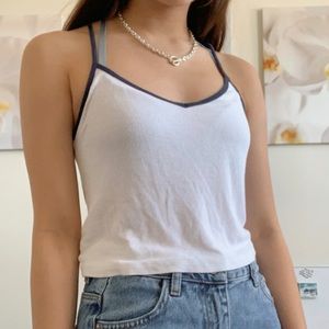 white tank with blue lining